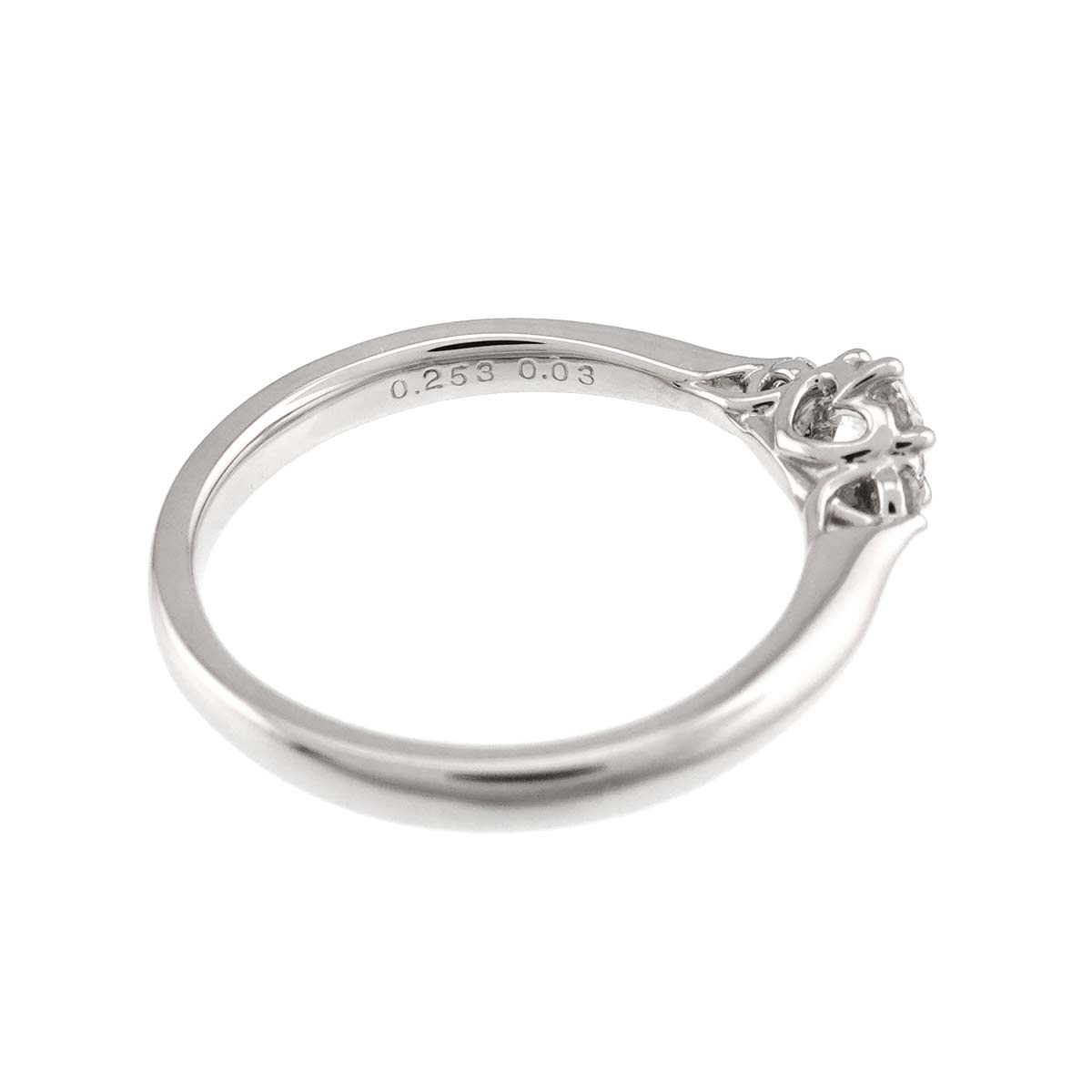 Diamond 0.253ct F/VS2/3EX 0.03ct Ring Pt size5.5-5.75(US)