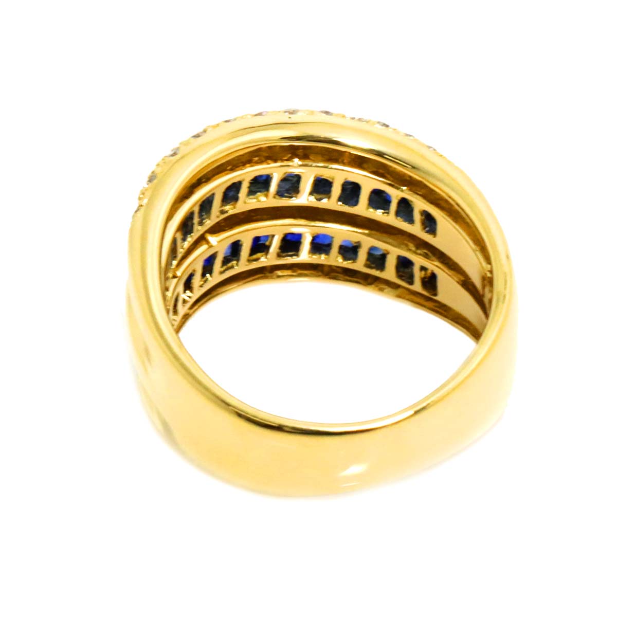 Sapphire 1.35ct Diamond 0.40ct Ring 18K YG Yellow Gold size4.5-4.75(US)