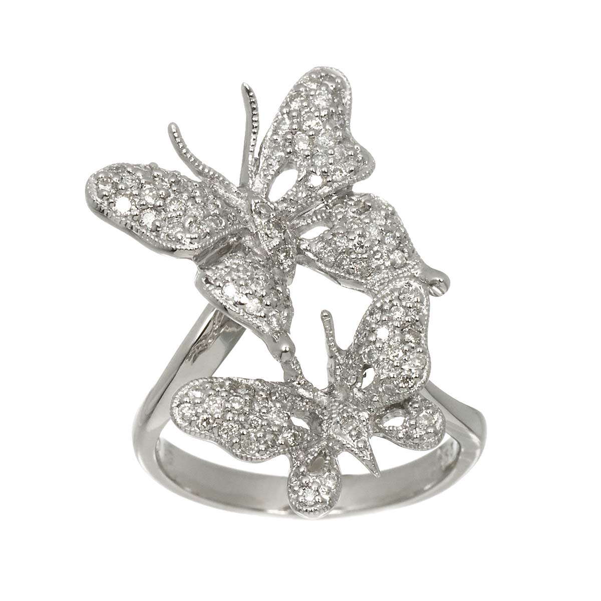 Diamond 0.63ct Ring 18K K18 WG White Gold size6(US)