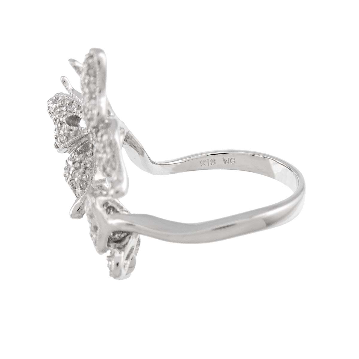 Diamond 0.63ct Ring 18K K18 WG White Gold size6(US)