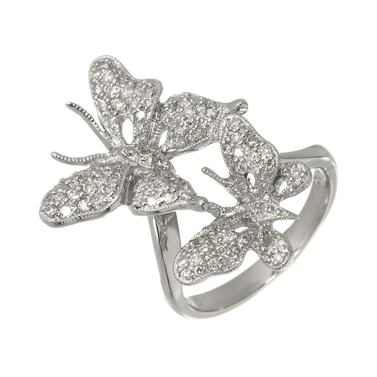 Diamond 0.63ct Ring 18K K18 WG White Gold size6(US)