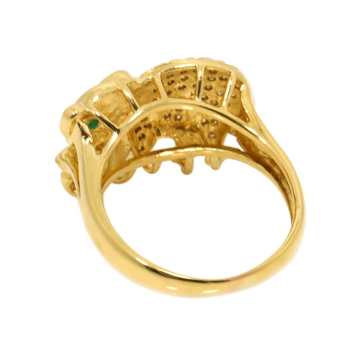 Diamond 0.30ct Emerald Ring 18K YG 750 size6.75((US)
