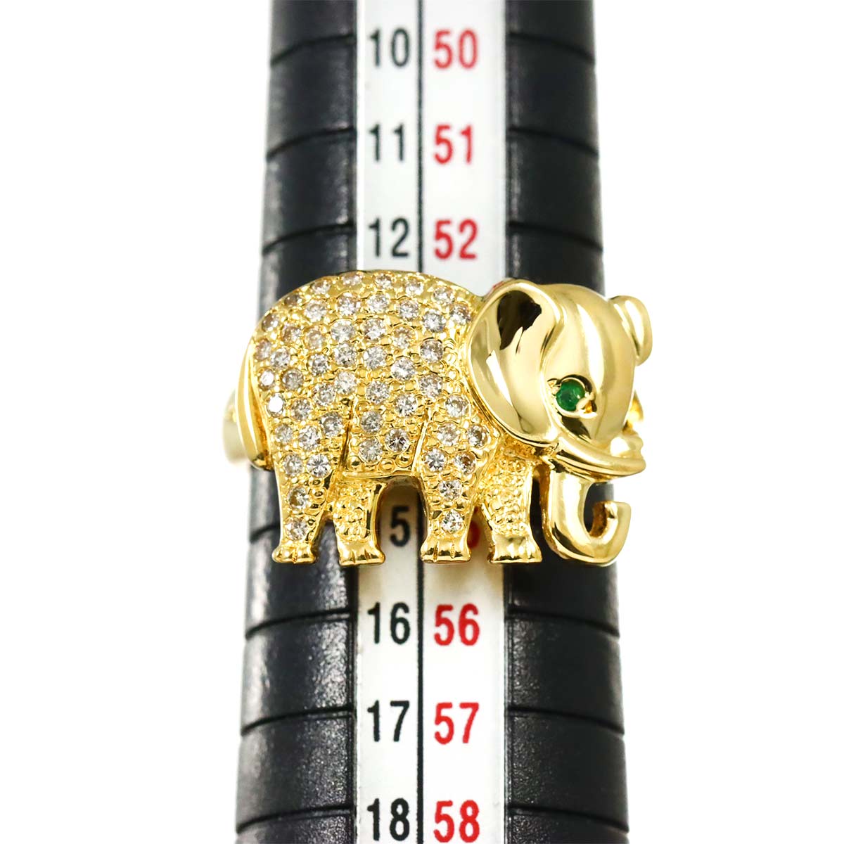 Diamond 0.30ct Emerald Ring 18K YG 750 size6.75((US)