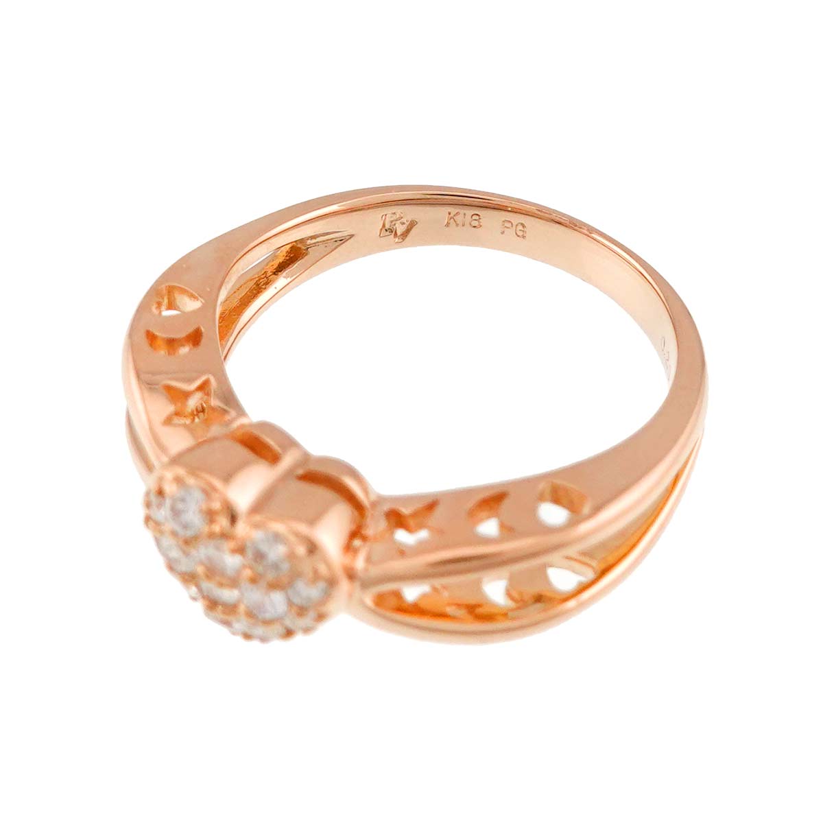 Diamond 0.20ct Heart Ring 18K PG 750 Size6(US)