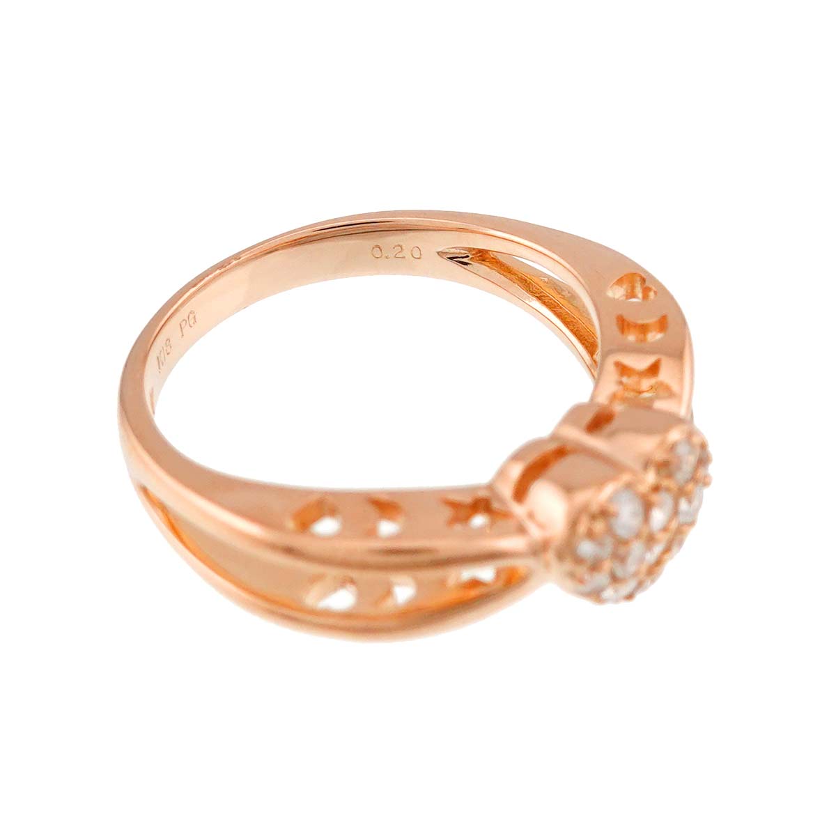 Diamond 0.20ct Heart Ring 18K PG 750 Size6(US)