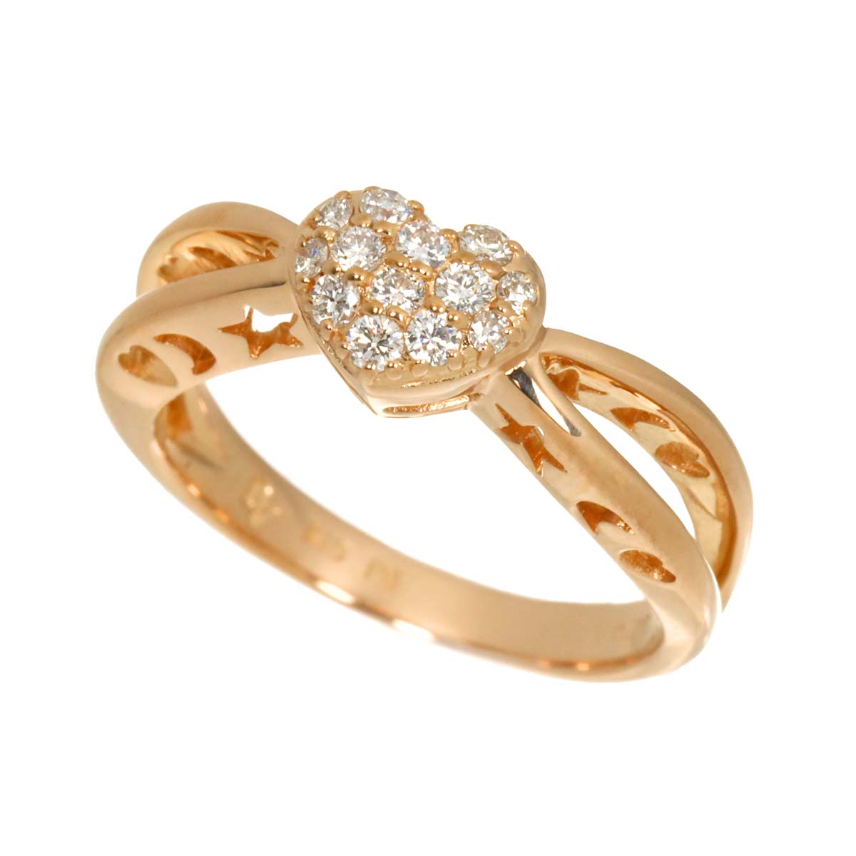Diamond 0.20ct Heart Ring 18K PG 750 Size6(US)