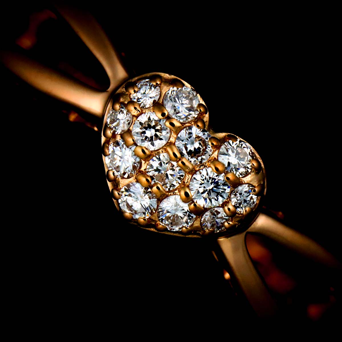 Diamond 0.20ct Heart Ring 18K PG 750 Size6(US)