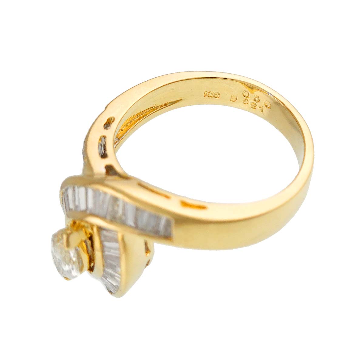 Diamond 0.81ct/0.50ct Ring 18K YG Yellow Gold 750 Size6-6.25(US)