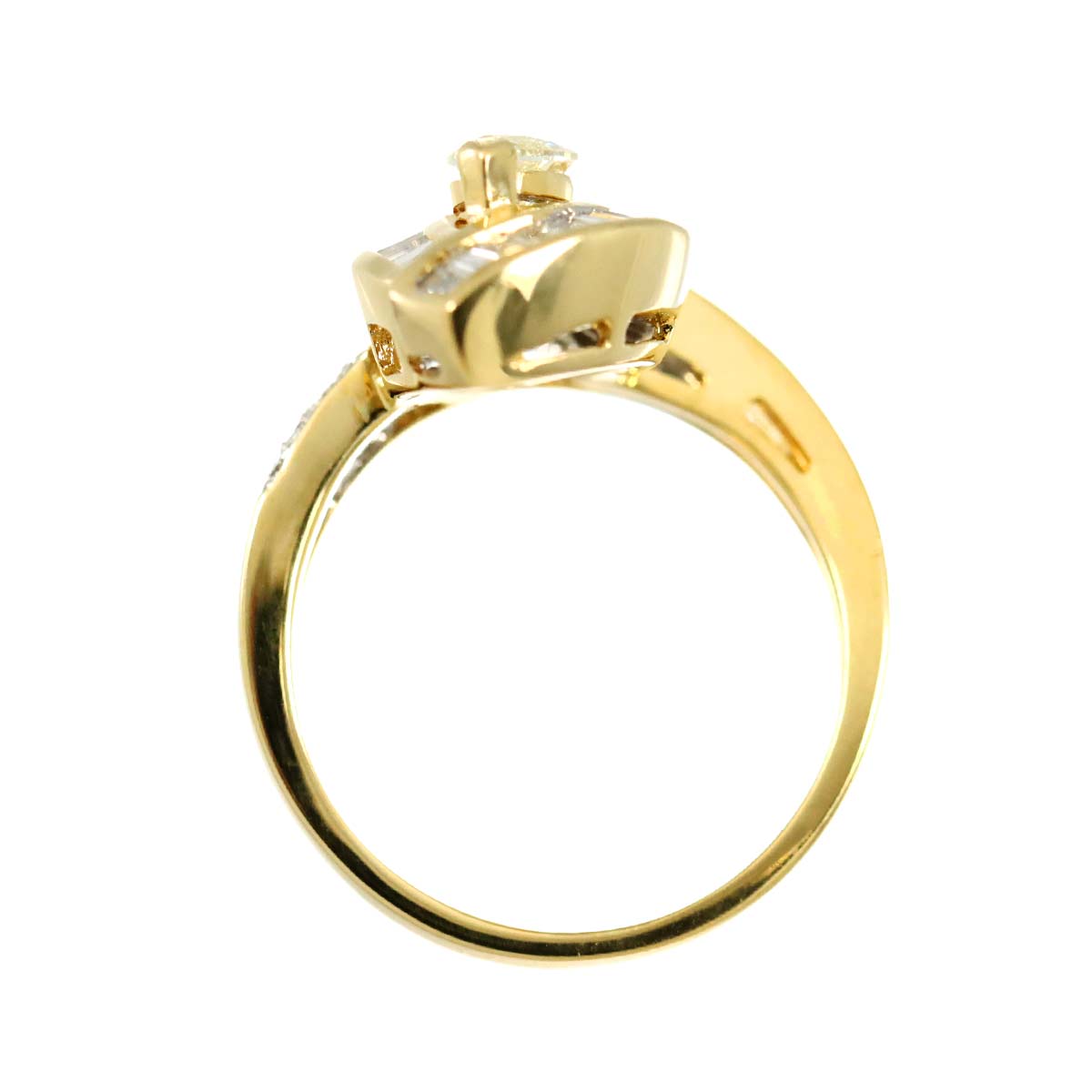 Diamond 0.81ct/0.50ct Ring 18K YG Yellow Gold 750 Size6-6.25(US)