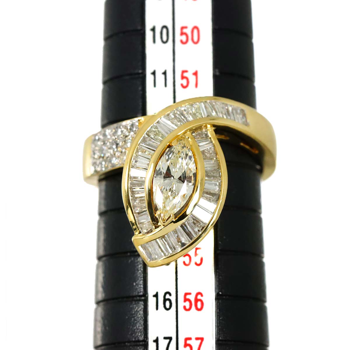 Diamond 0.81ct/0.50ct Ring 18K YG Yellow Gold 750 Size6-6.25(US)