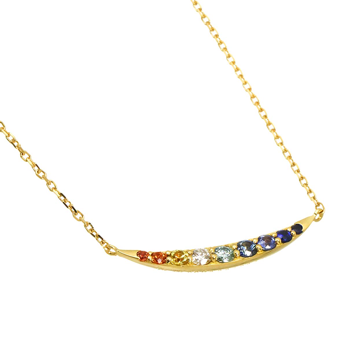 Diamond 0.03ct/0.04ct Sapphire 0.18ct Necklace 18K YG 750