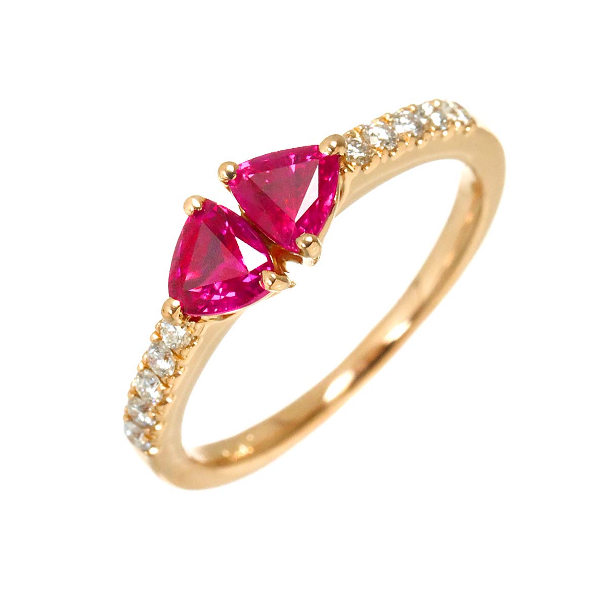Ruby 0.83ct Diamond 0.12ct Ring 18K PG Pink Gold 750 Size4.5-4.75(US)