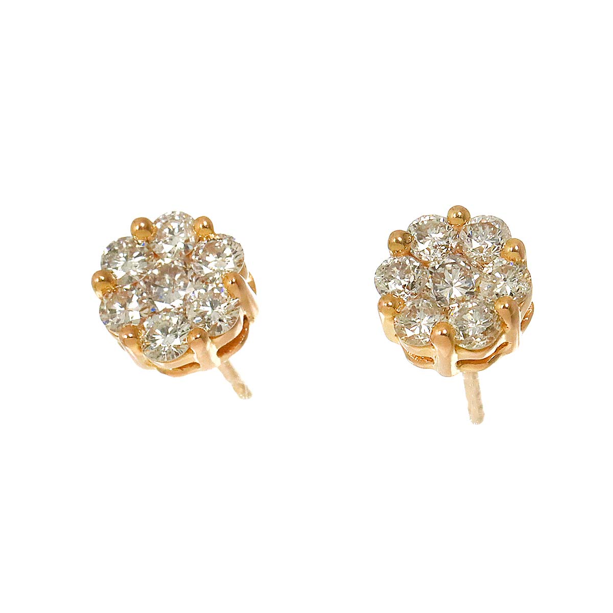 Diamond 0.25ct/0.25ct Earrings Pierced 18K PG Pink Gold 750