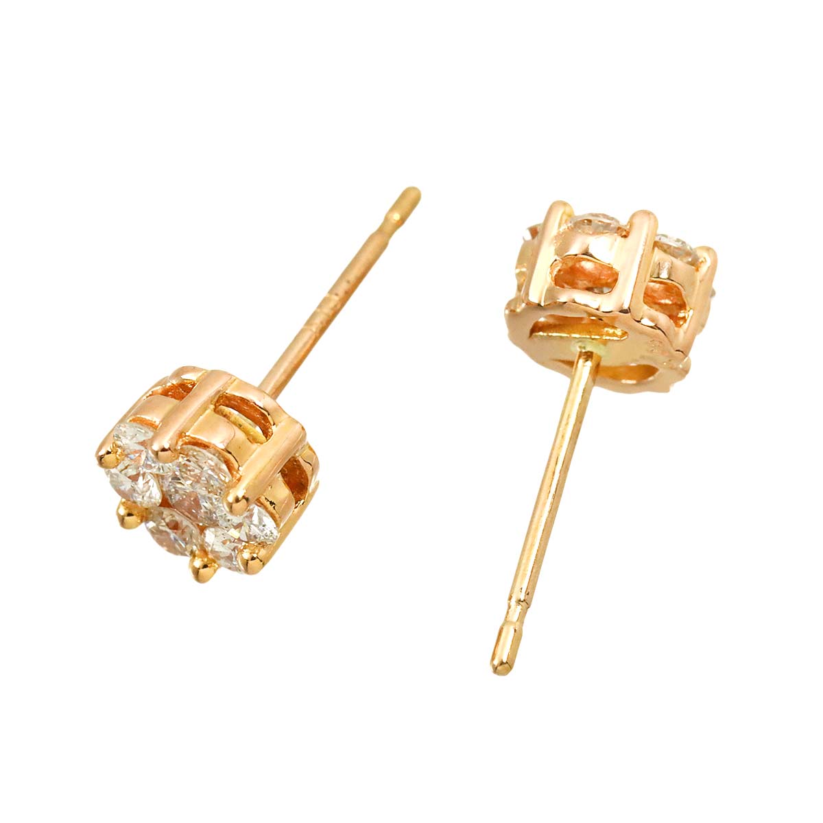 Diamond 0.25ct/0.25ct Earrings Pierced 18K PG Pink Gold 750