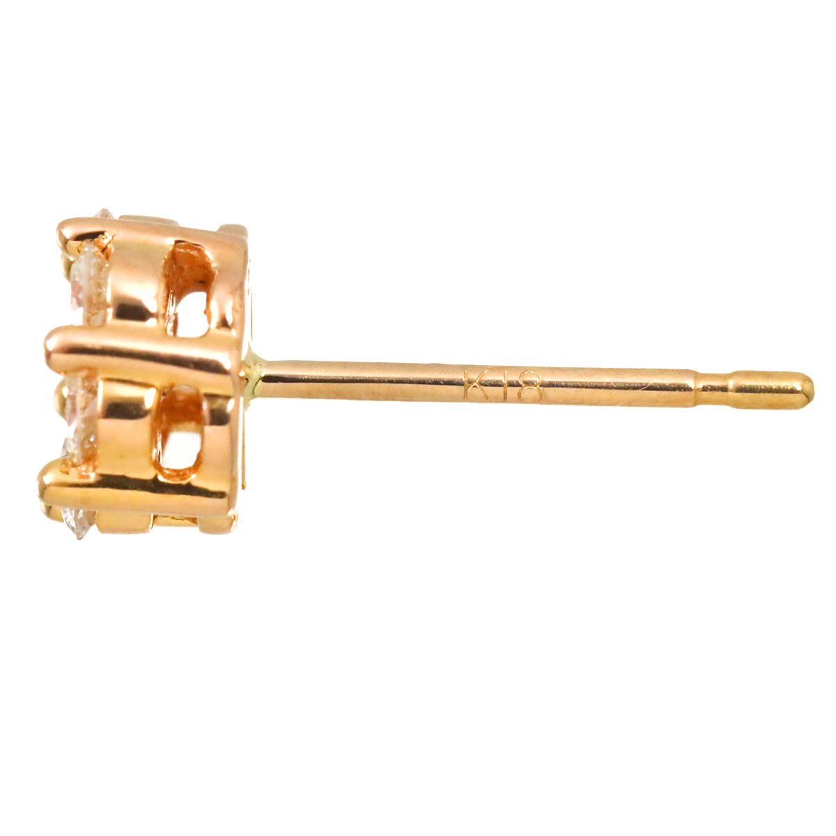 Diamond 0.25ct/0.25ct Earrings Pierced 18K PG Pink Gold 750