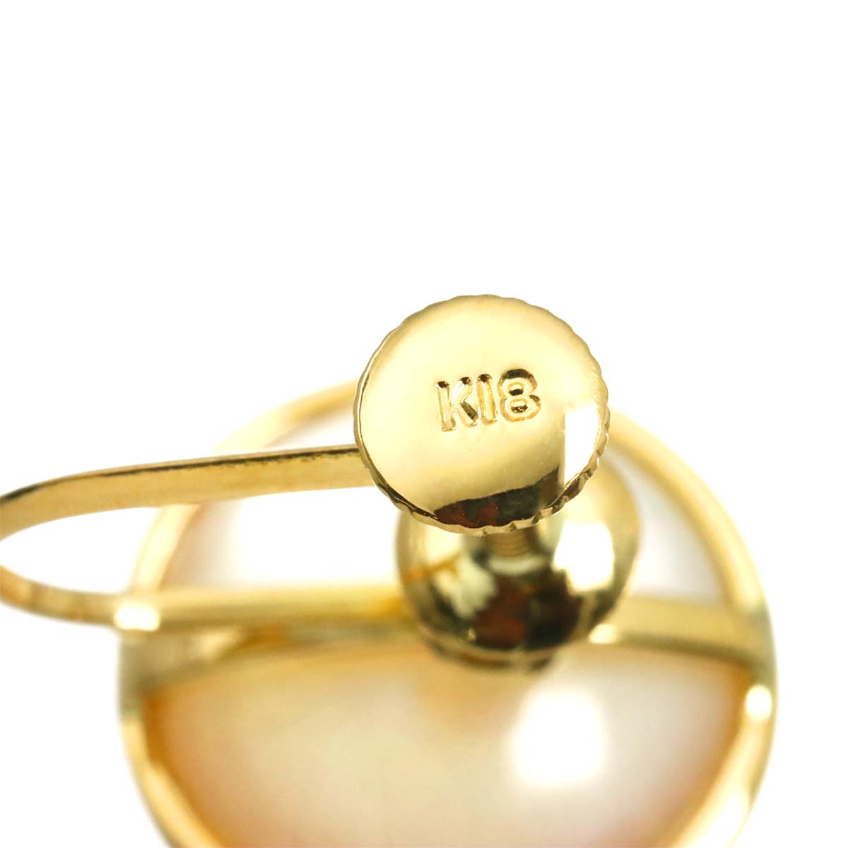 Mabe Pearl Earrings Clip on 18K K18 YG 750