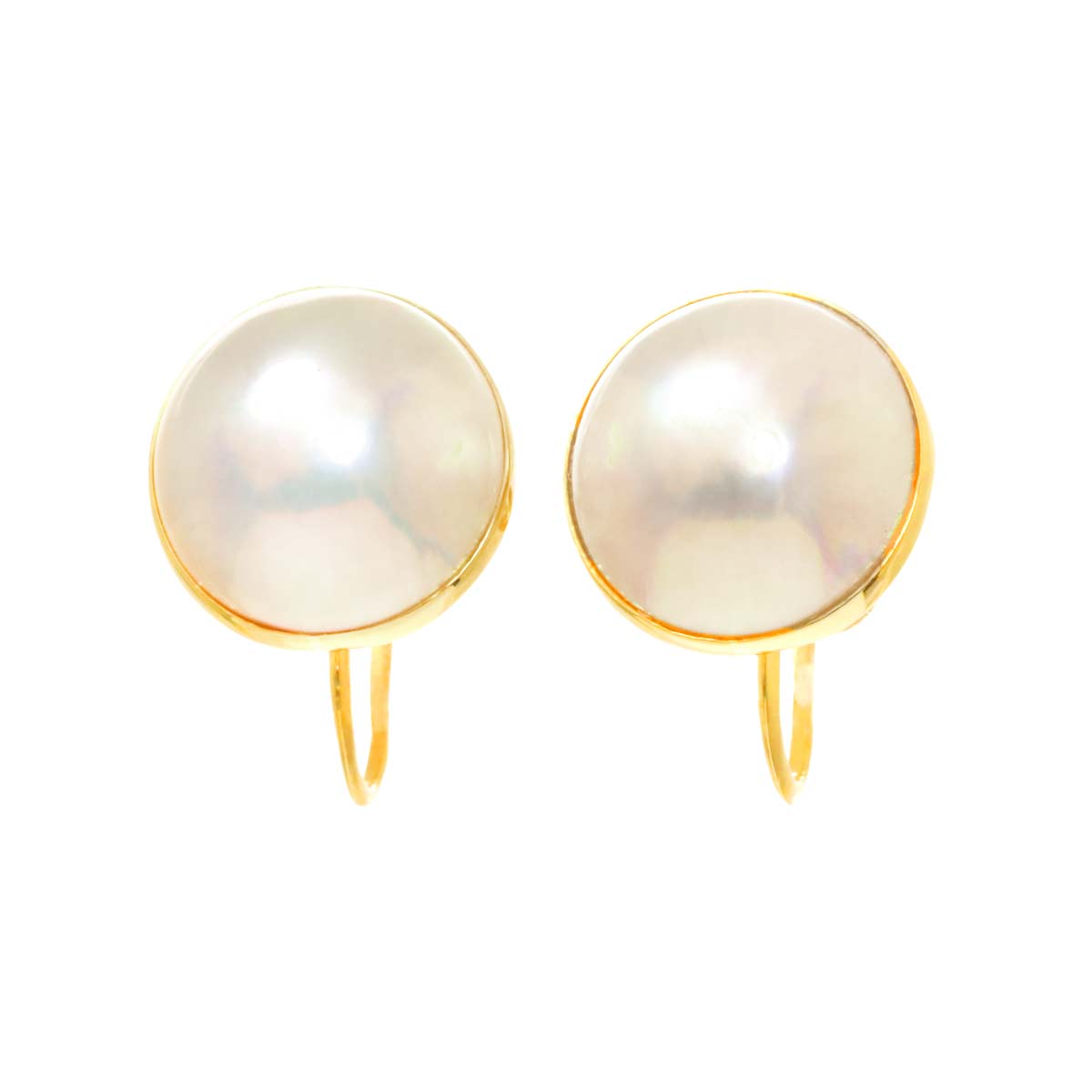 Mabe Pearl Earrings Clip on 18K K18 YG 750