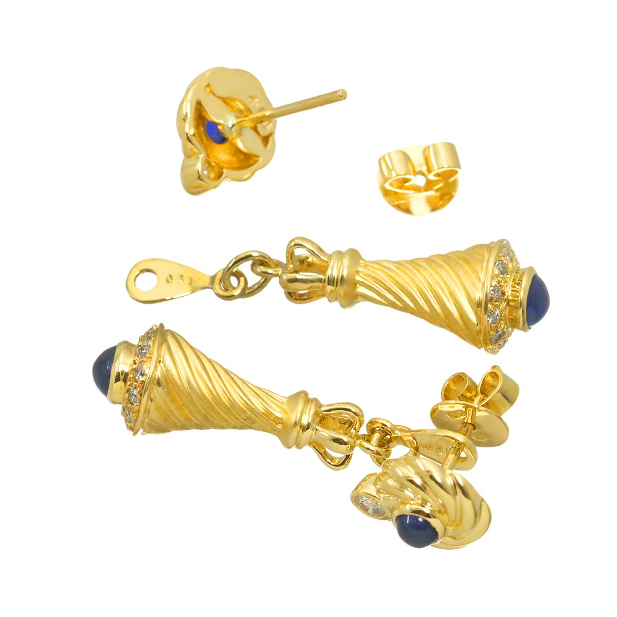 Sapphire 0.51ct/0.51ct Diamond 0.12ct/0.12ct Earrings Pierced 18K 750