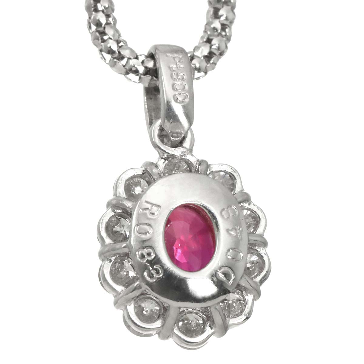 Ruby 0.83ct Diamond 0.48ct Necklace Pt Platinum K18 18K WG 750