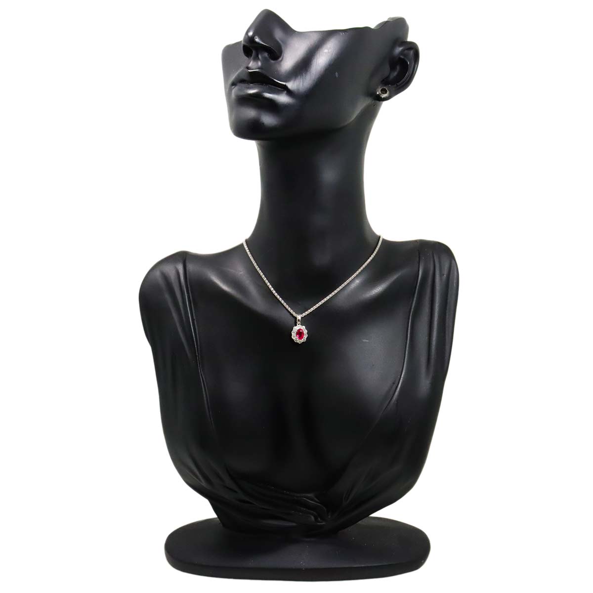 Ruby 0.83ct Diamond 0.48ct Necklace Pt Platinum K18 18K WG 750