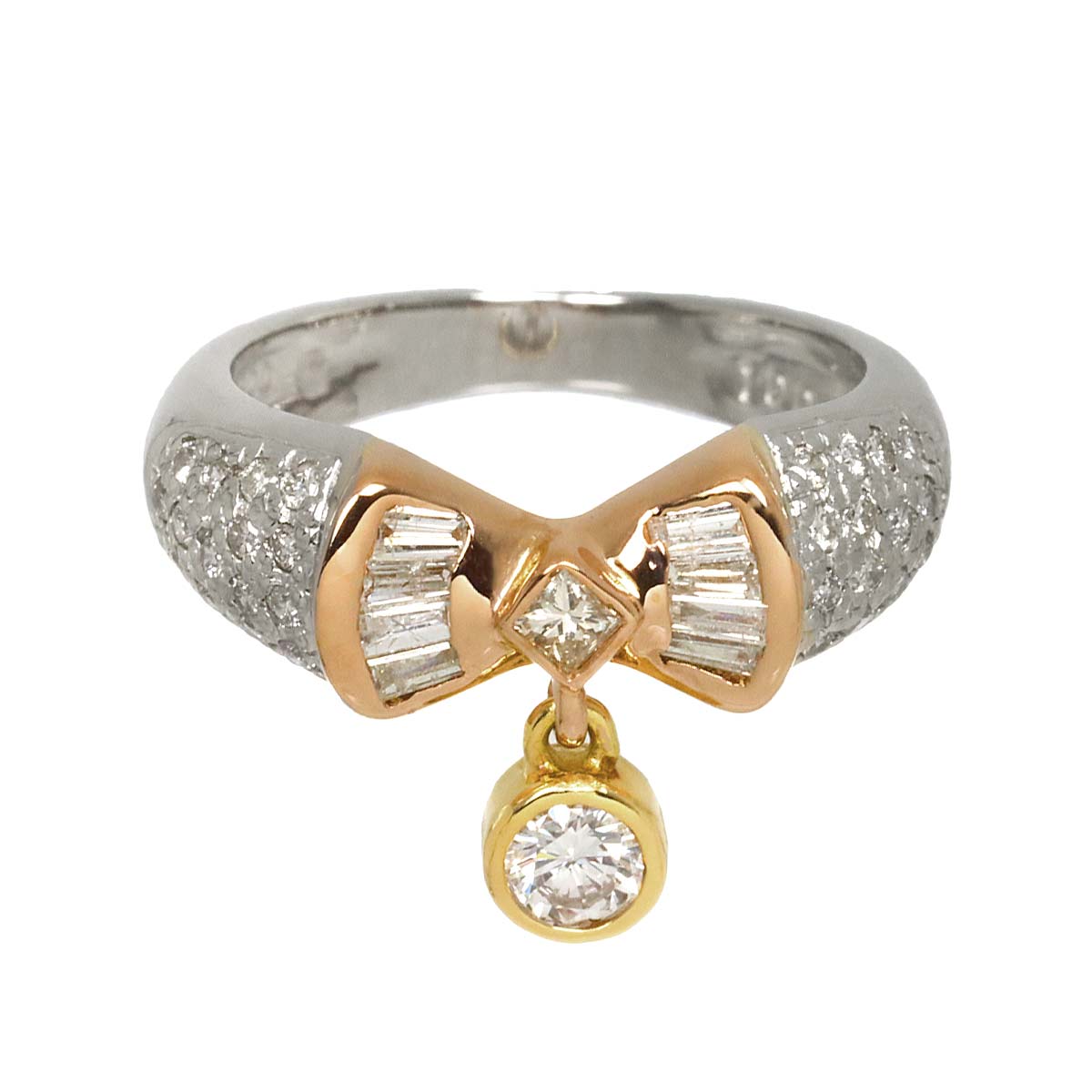 Diamond 1.00ct Ring Pt K18 YG PG Platinum 750 Size4.5(US)