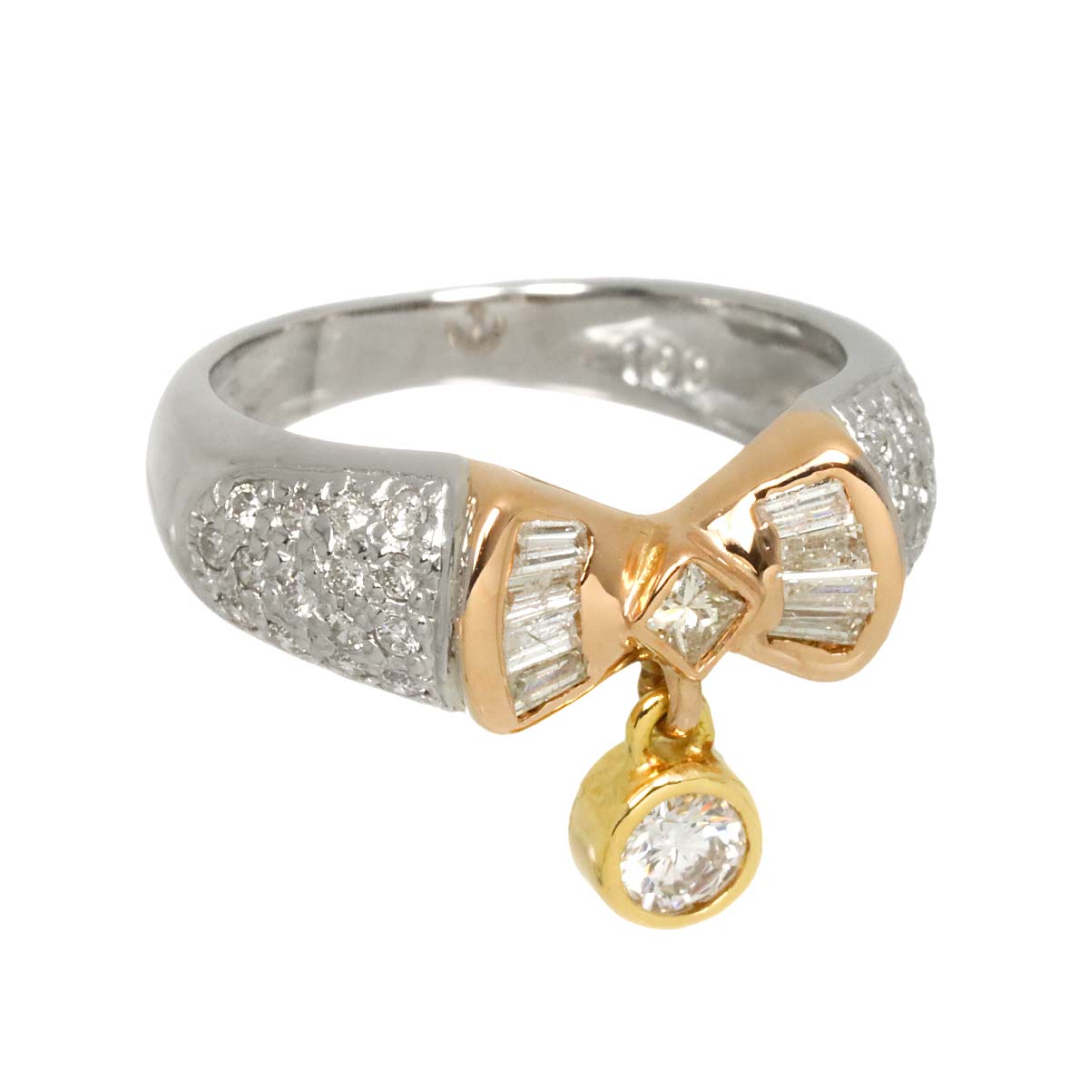 Diamond 1.00ct Ring Pt K18 YG PG Platinum 750 Size4.5(US)