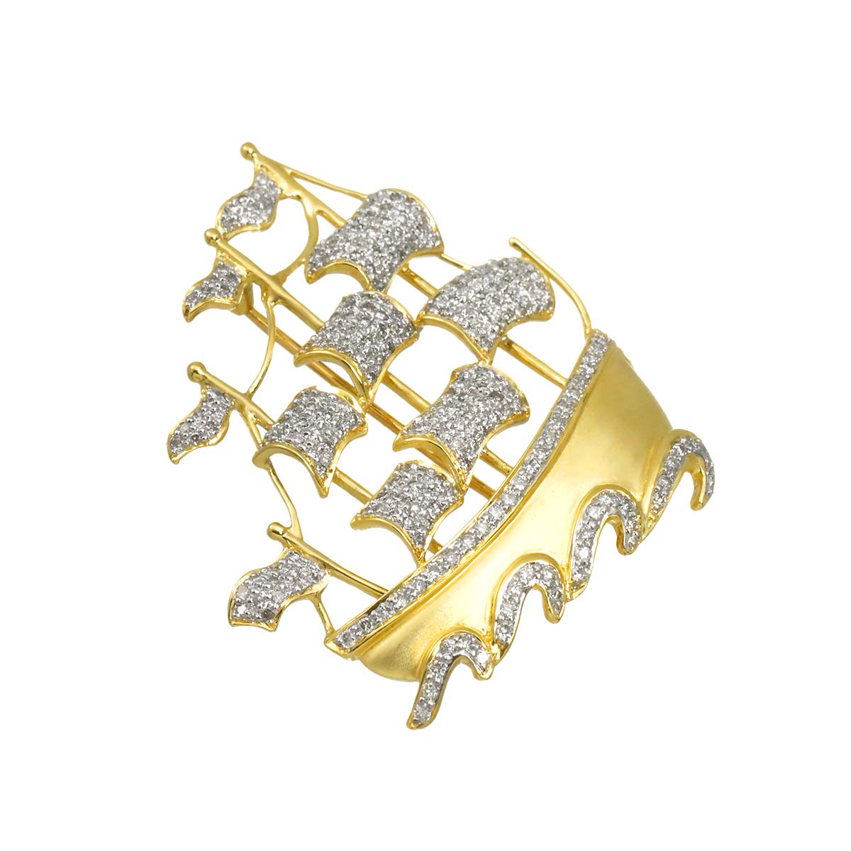Diamond 1.45ct Brooch 18K YG Yellow Gold 750