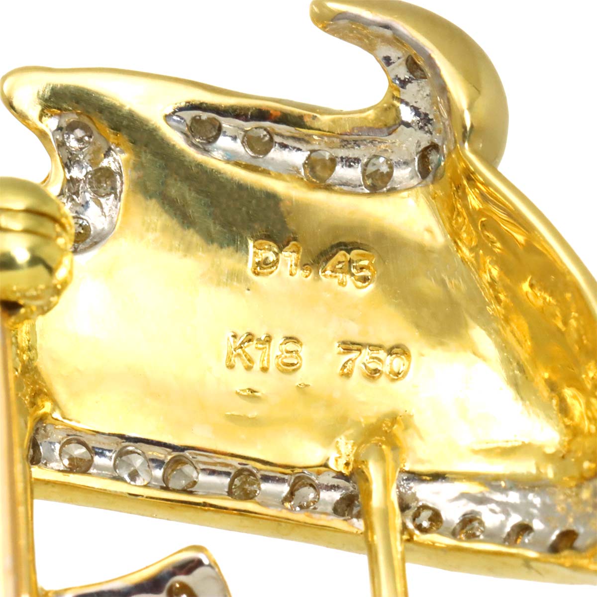 Diamond 1.45ct Brooch 18K YG Yellow Gold 750