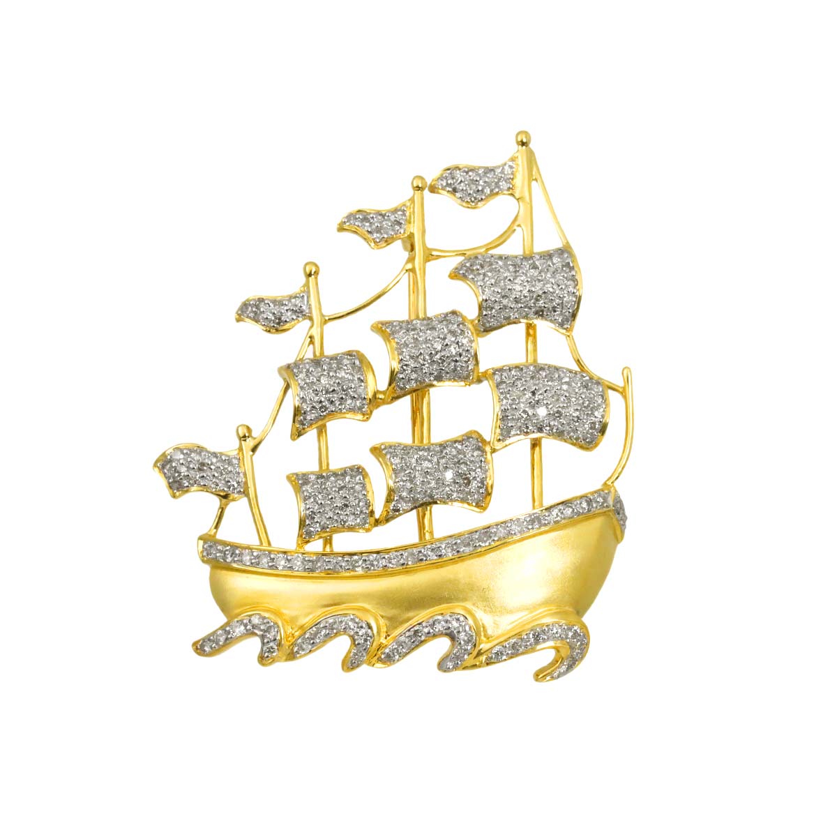 Diamond 1.45ct Brooch 18K YG Yellow Gold 750