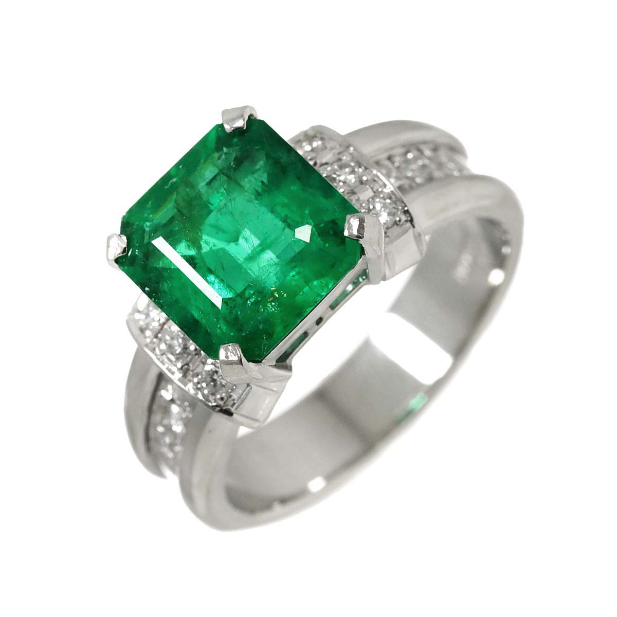 Emerald 2.75ct Diamond 0.27ct Ring Pt Platinum size5.5-5.75(US)