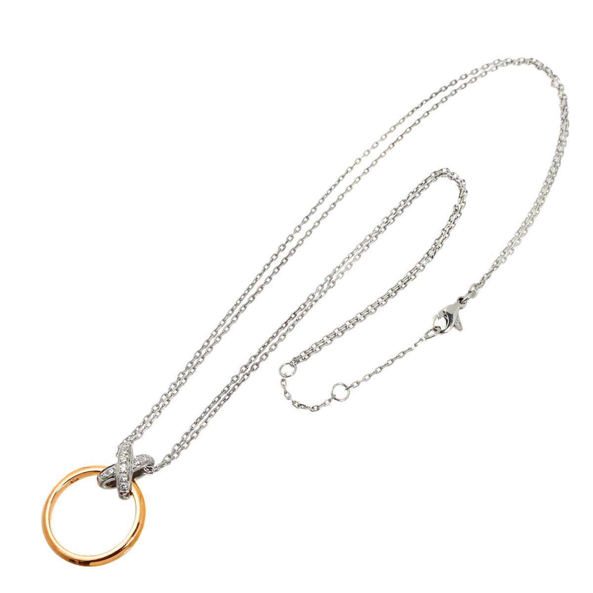 LIENS Diamond Necklace 18K White Pink Gold 750