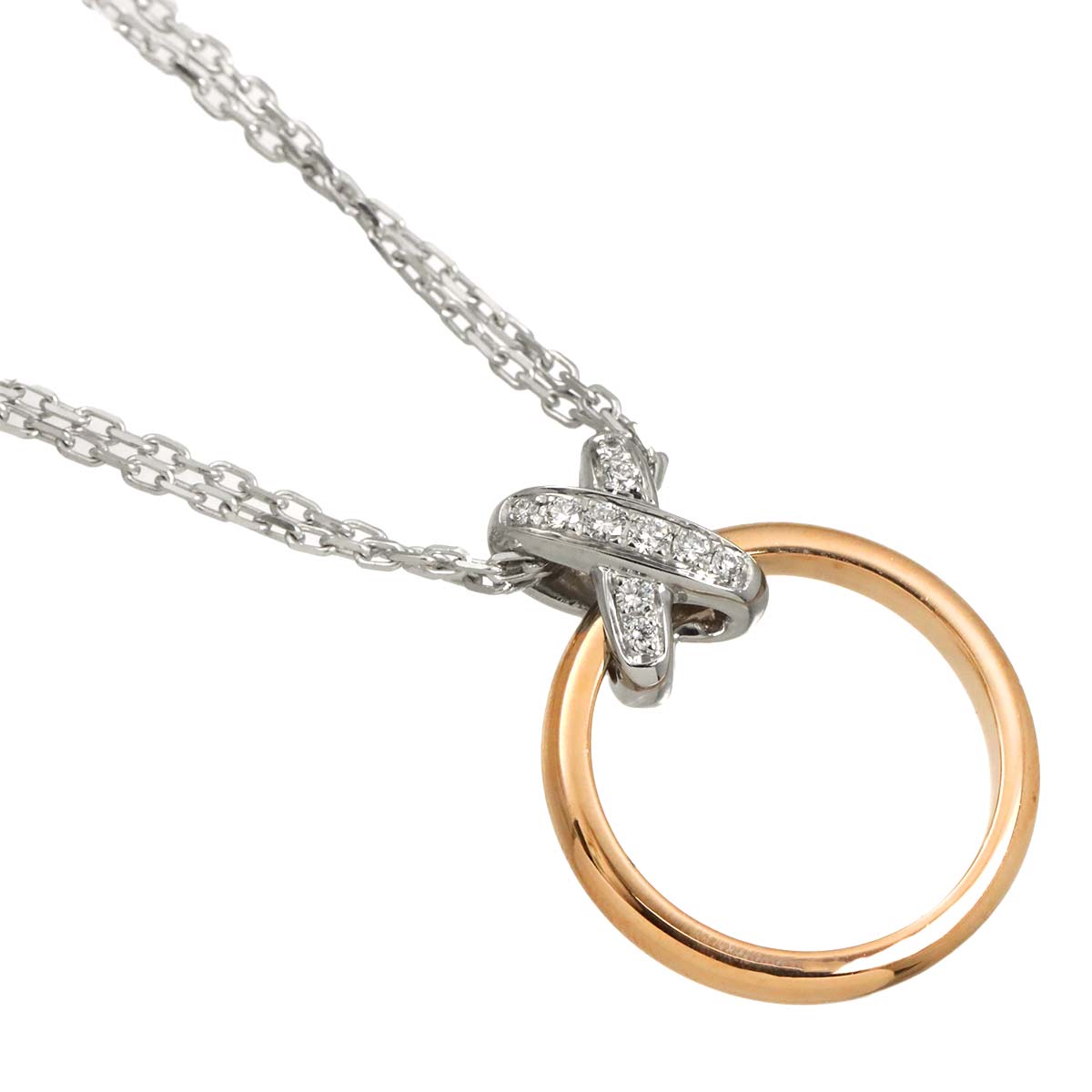 LIENS Diamond Necklace 18K White Pink Gold 750