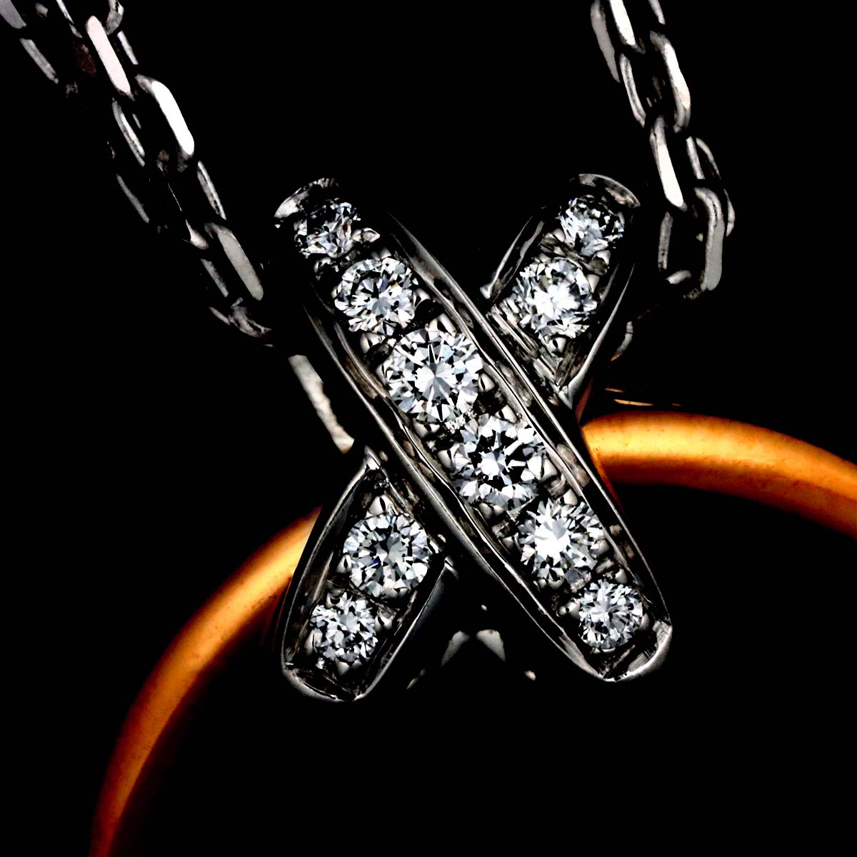 LIENS Diamond Necklace 18K White Pink Gold 750