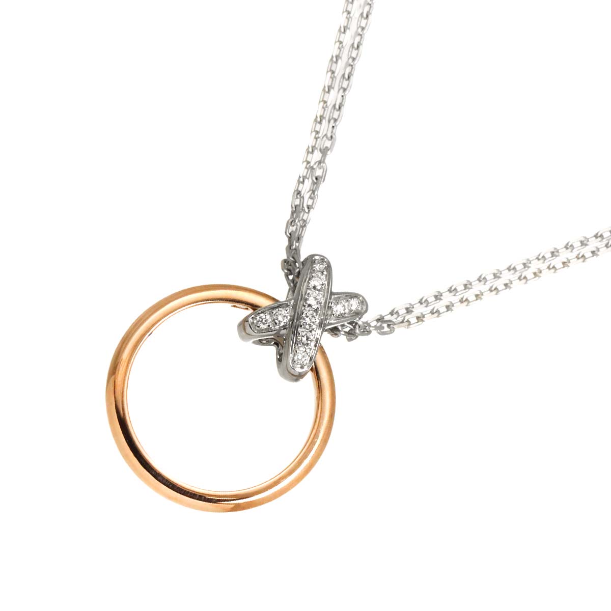 LIENS Diamond Necklace 18K White Pink Gold 750