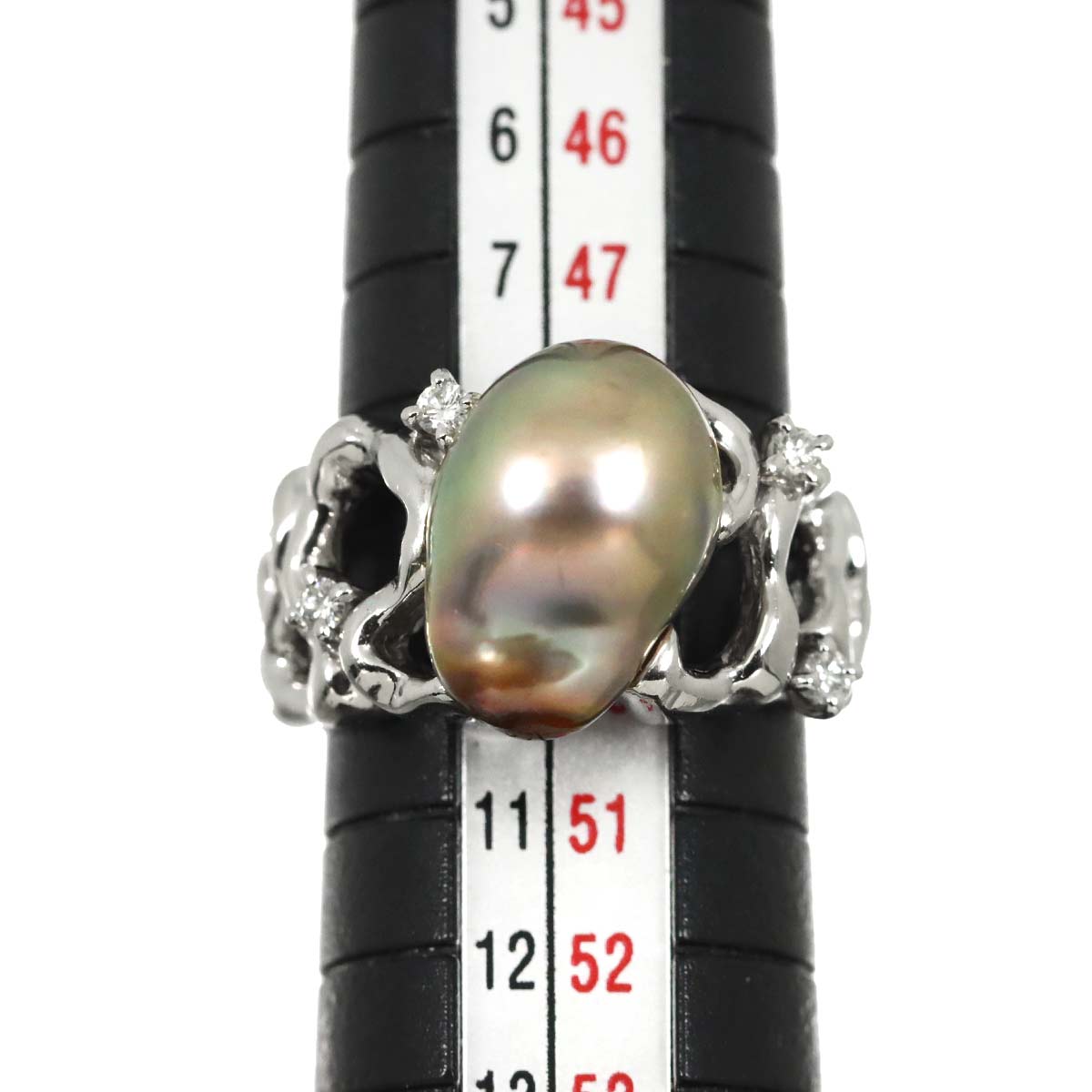 Baroque Pearl Diamond Ring Platinum size5-5.25(US)