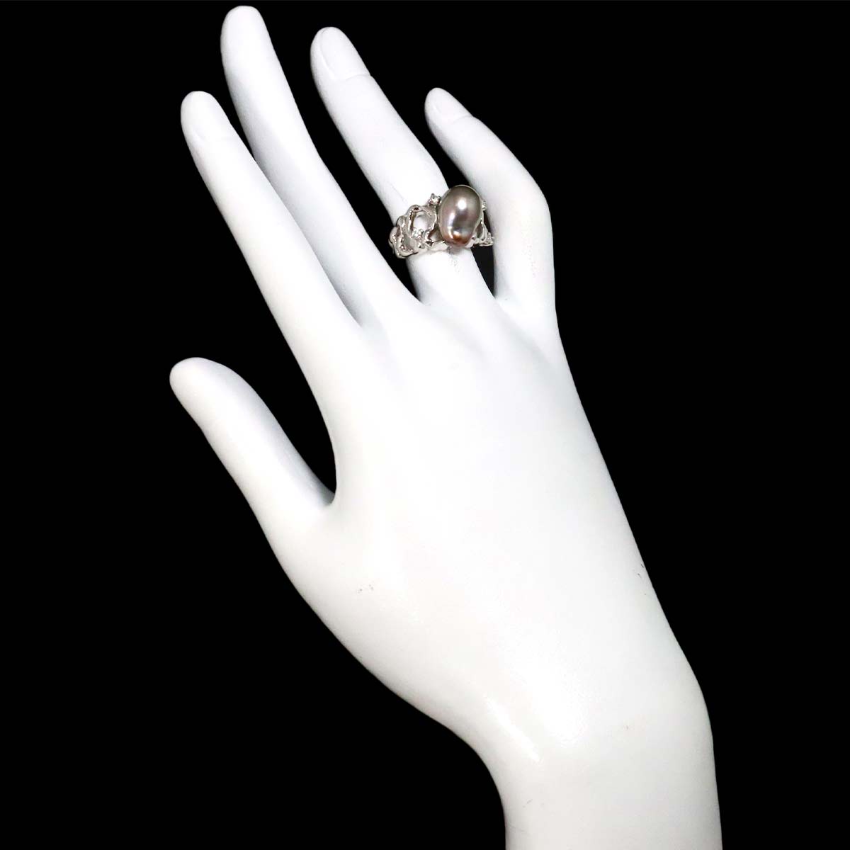 Baroque Pearl Diamond Ring Platinum size5-5.25(US)