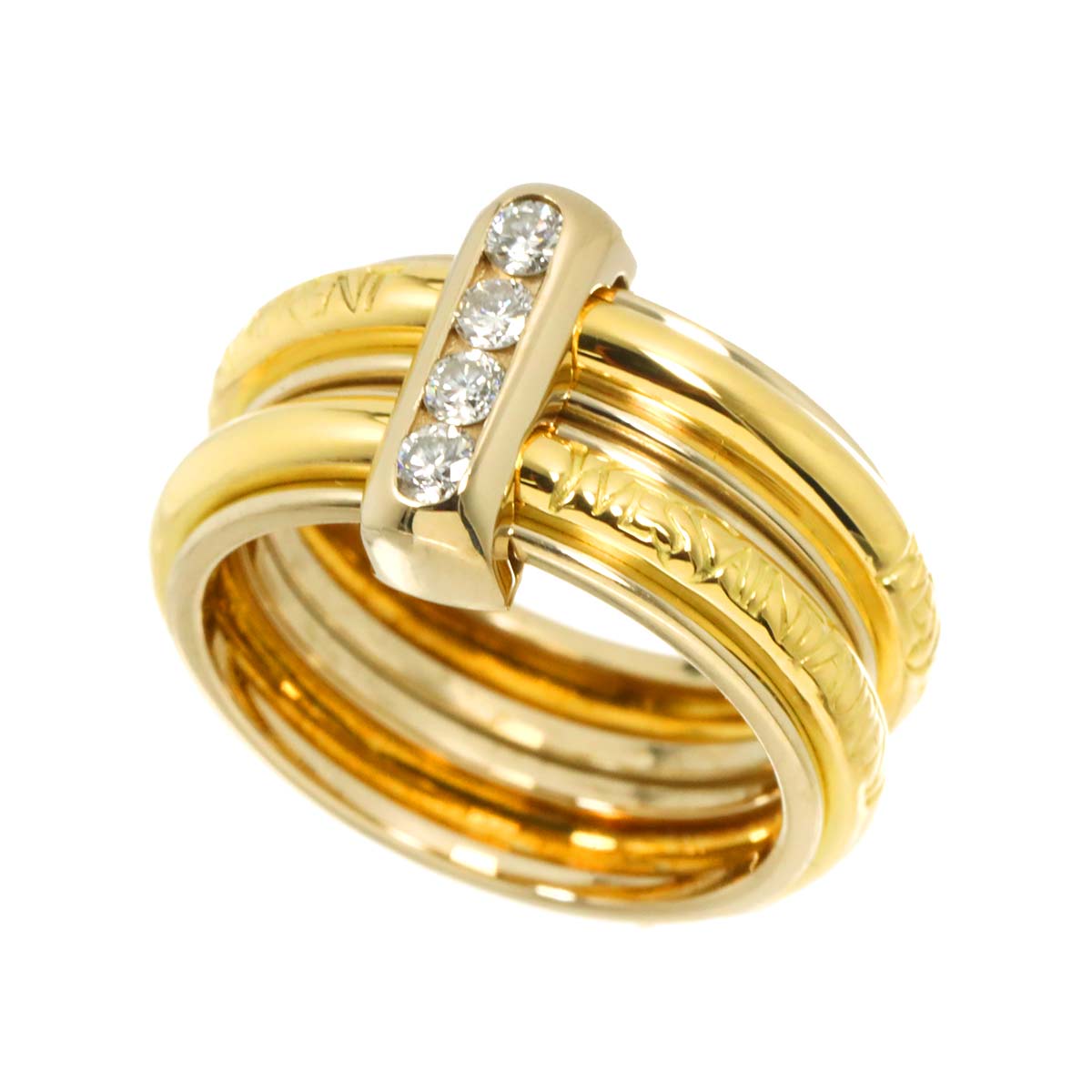 Diamond Ring 18K YG 750 size6 3.75(US)