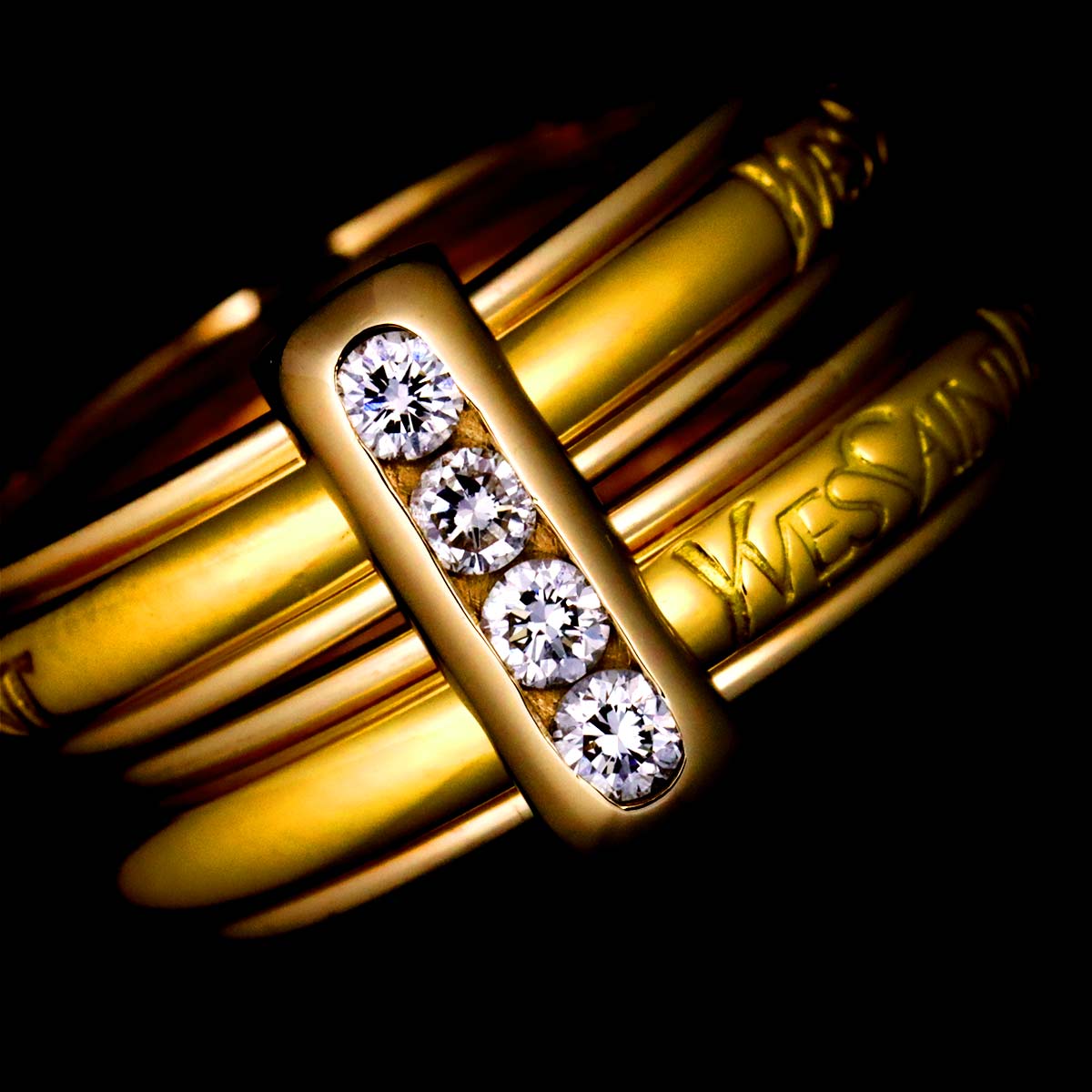 Diamond Ring 18K YG 750 size6 3.75(US)
