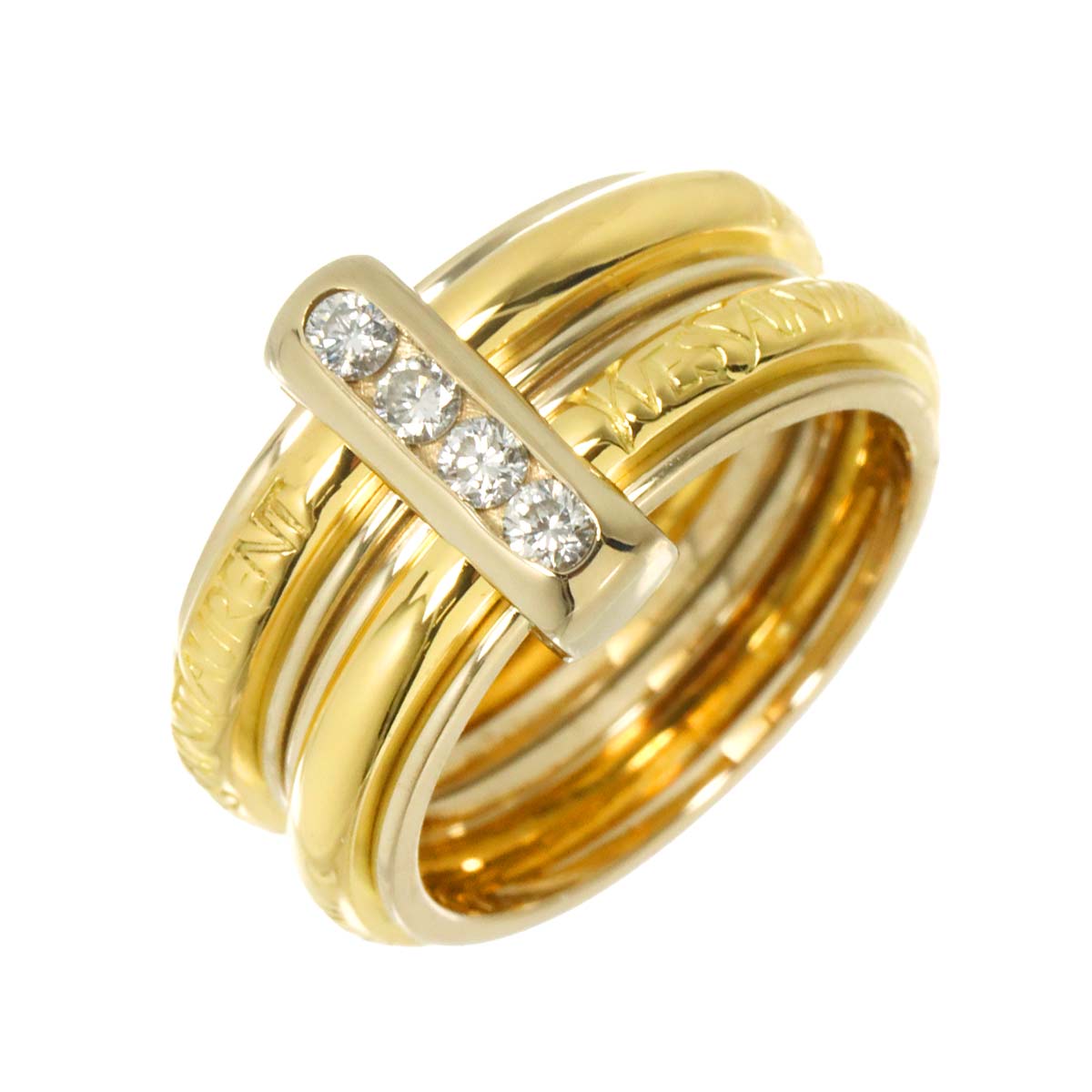 Diamond Ring 18K YG 750 size6 3.75(US)