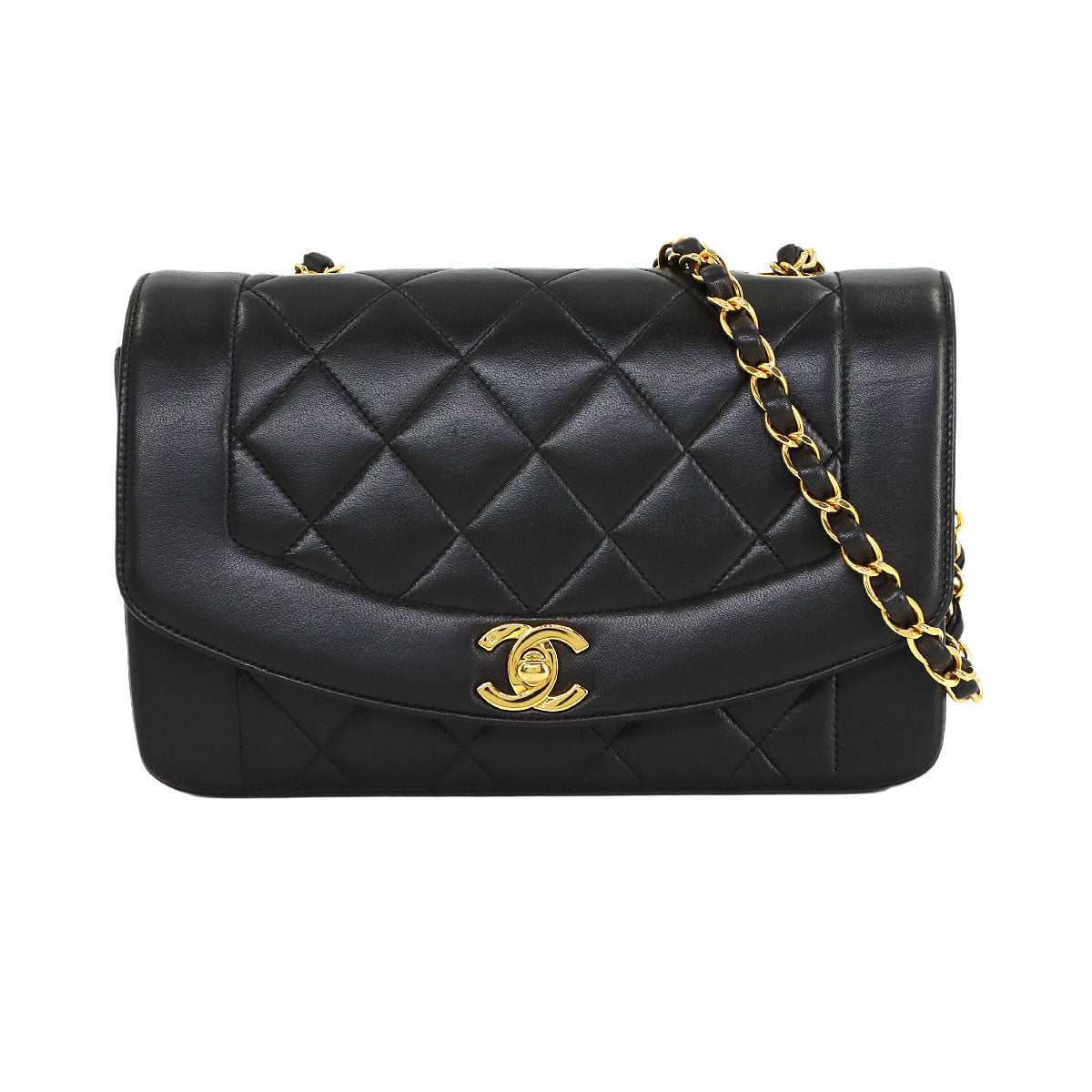Diana Matelasse 22 Chain Shoulder Bag Leather A01164 Vintage