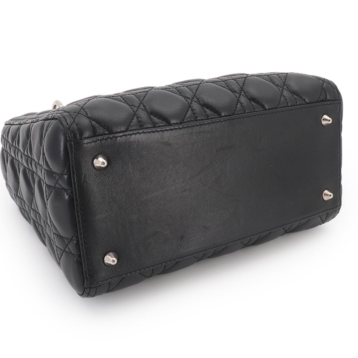 Lady Dior Medium Hand Shoulder Bag Leather Black Purse