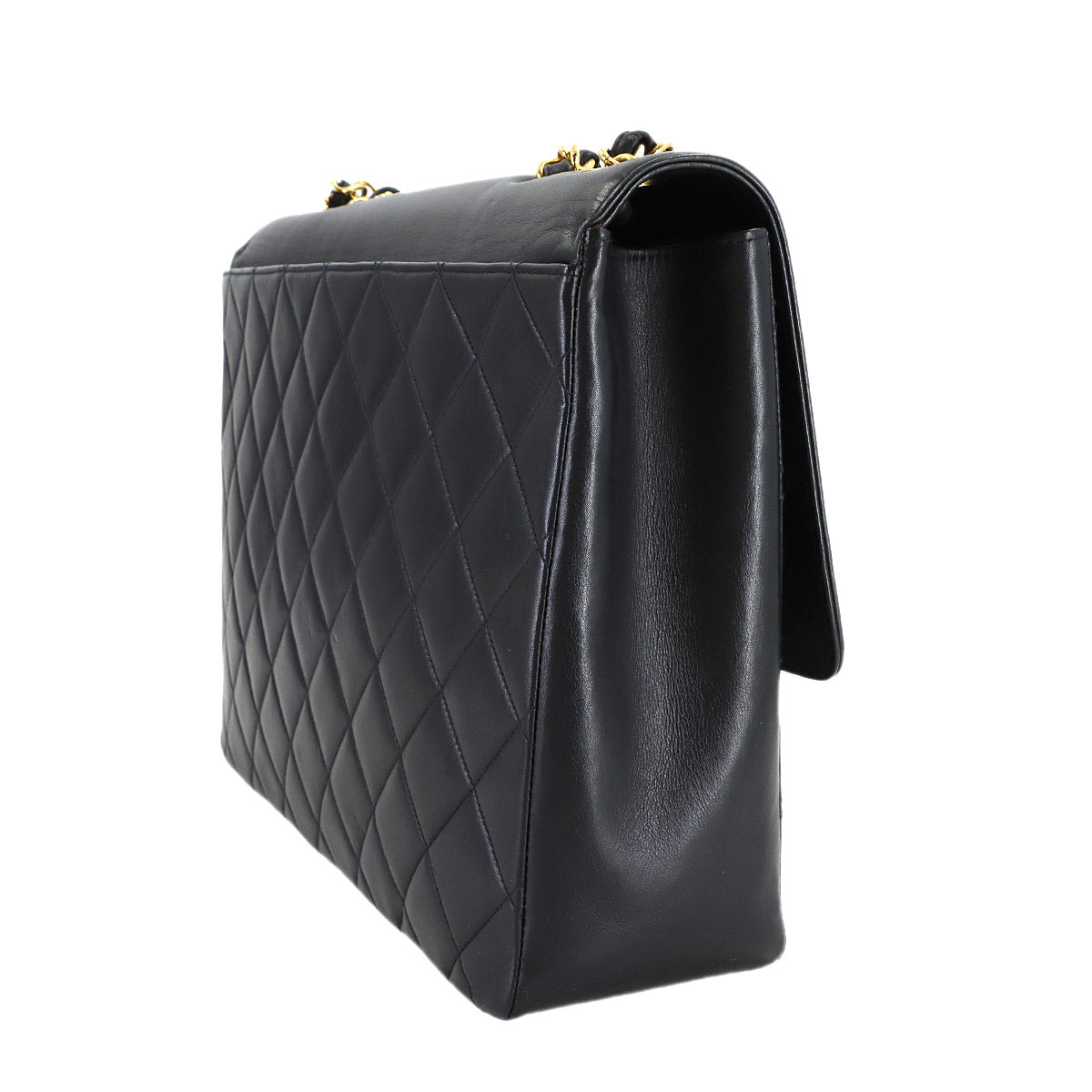 Matelasse Chain Shoulder Bag Leather Black Purse