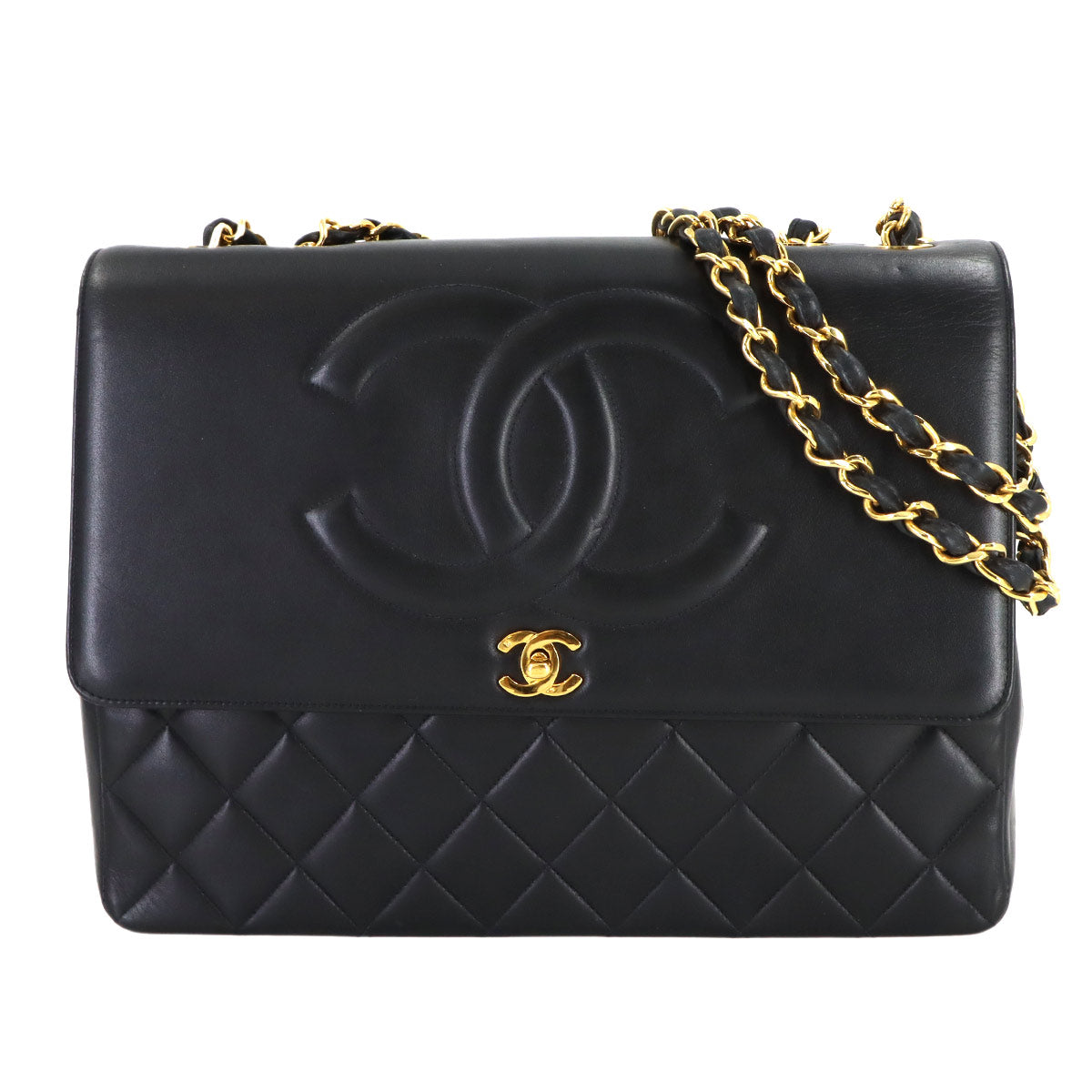 Matelasse Chain Shoulder Bag Leather Black Purse