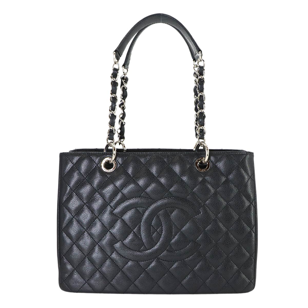 Matelasse Grand Shopping Tote Bag Leather Black GST A50995