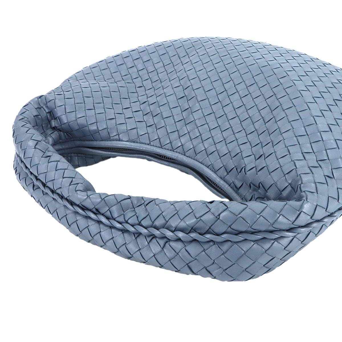 Intrecciato Shoulder Bag Leather Blue