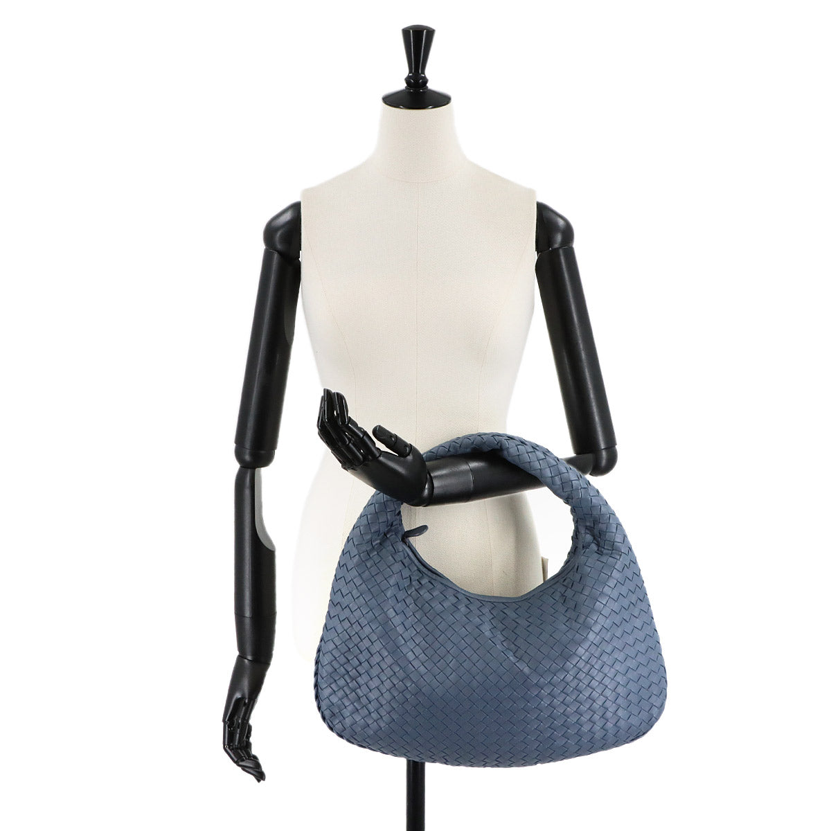 Intrecciato Shoulder Bag Leather Blue