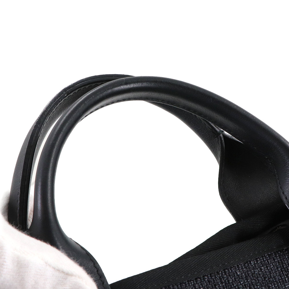 Deauville GM Tote Chain Shoulder Bag Raffia Gray Black A66941