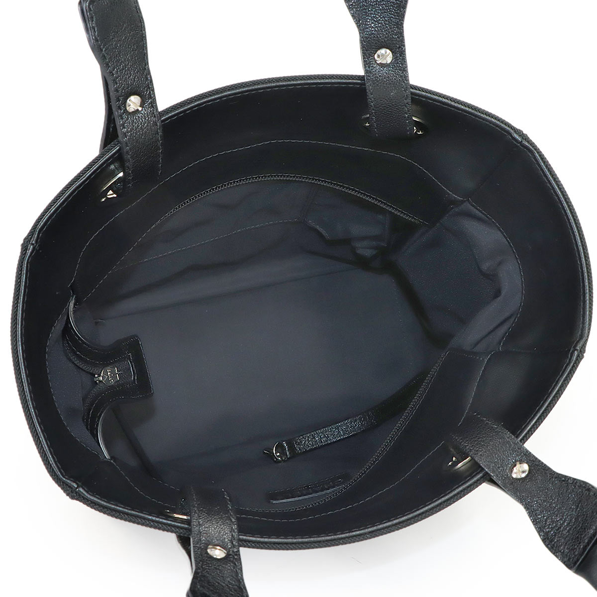 Paris Biarritz PM Tote Bag PVC Nylon Leather Black A34208 Purse
