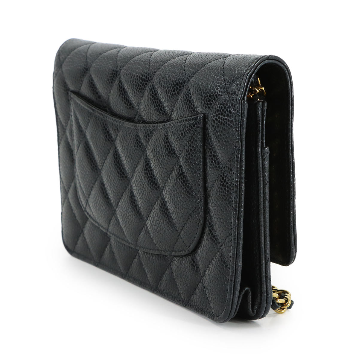 Matelasse Classic Chain Wallet Leather Black AP0250