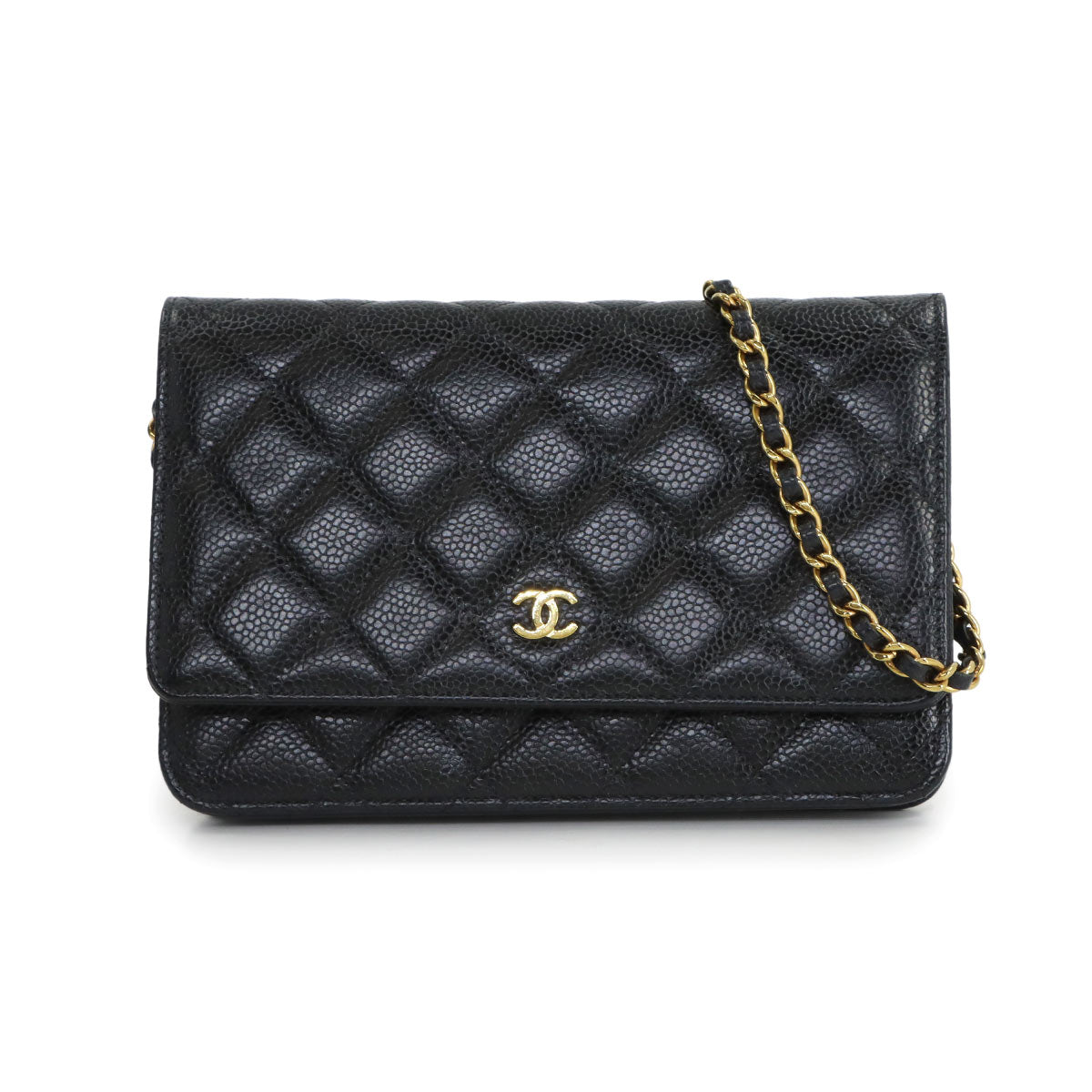 Matelasse Classic Chain Wallet Leather Black AP0250